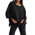thumbnail image 1 of Faithtur Women’s Solid Color Sweatshirts Long Sleeve Crew Neck Drop Shoulder Pullover Tops Fall Sweaters, 1 of 7