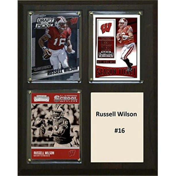 C & I Collectables 810RUWILSONCO 8 x 10 in. Russell Wilson NCAA Wisconsin Blaireaux Plaque de Trois Cartes