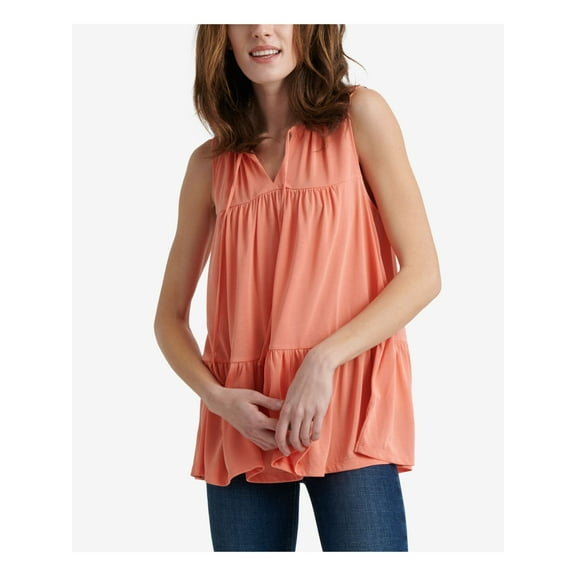 LUCKY BRAND Womens Coral Sleeveless V Neck Tank Top  Size: M