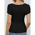 thumbnail image 5 of Women Short Sleeve Scoop Neck Tops Shirts Fitted Summer Tshirt Tee, 5 of 7