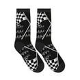 thumbnail image 4 of Athletic Socks Racing Checkered Flag Sport Running Calf Socks Crew Socks for Men Women, 4 of 7