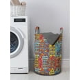 thumbnail image 3 of Sugar Skull Laundry Bag, Creepy Head Bones with Paisley Floral Patterns Flowers Day of the Dead Art, Basket with Handles Drawstring Closure for Laundromats, 13" x 19", Cream Green Red, by Ambesonne, 3 of 4