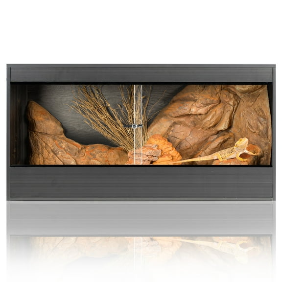 GUZZLO Plastic Reptile Terrarium with Sliding Door, 36x18x18 , Black