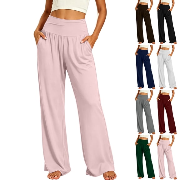 Jovrlynd Yoga Pants Women Wide Leg High Waisted Soft Stretch Workout Pants with Pockets Full Length Lounge Pants, S-3XL