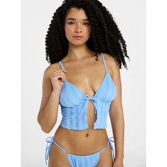 No Boundaries Women's Flyaway Mesh Halter Tankini Swim Tops, Sizes