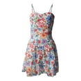 thumbnail image 6 of Coduop Women's Summer Floral Ruffle Mini Dress Sleeveless Spaghetti Strap A Line Short Dress, 6 of 7