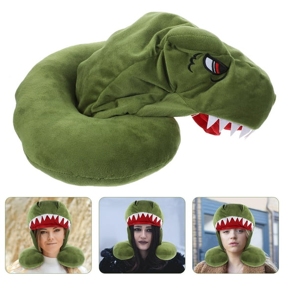 Raindrops Green Hooded Neck Pillow Travel Cushion for Sleeping and Neck Support