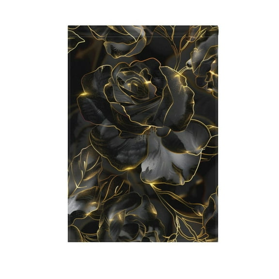 Luxury Black Rose Garden Flag 12"x18" Double-Sided Yard Flags for Outside Outdoor All Seasonal Decoration
