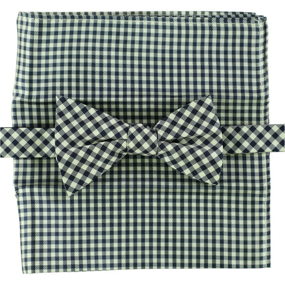 Tommy Hilfiger Mens Gingham Neck Tie Set, Blue, One Size