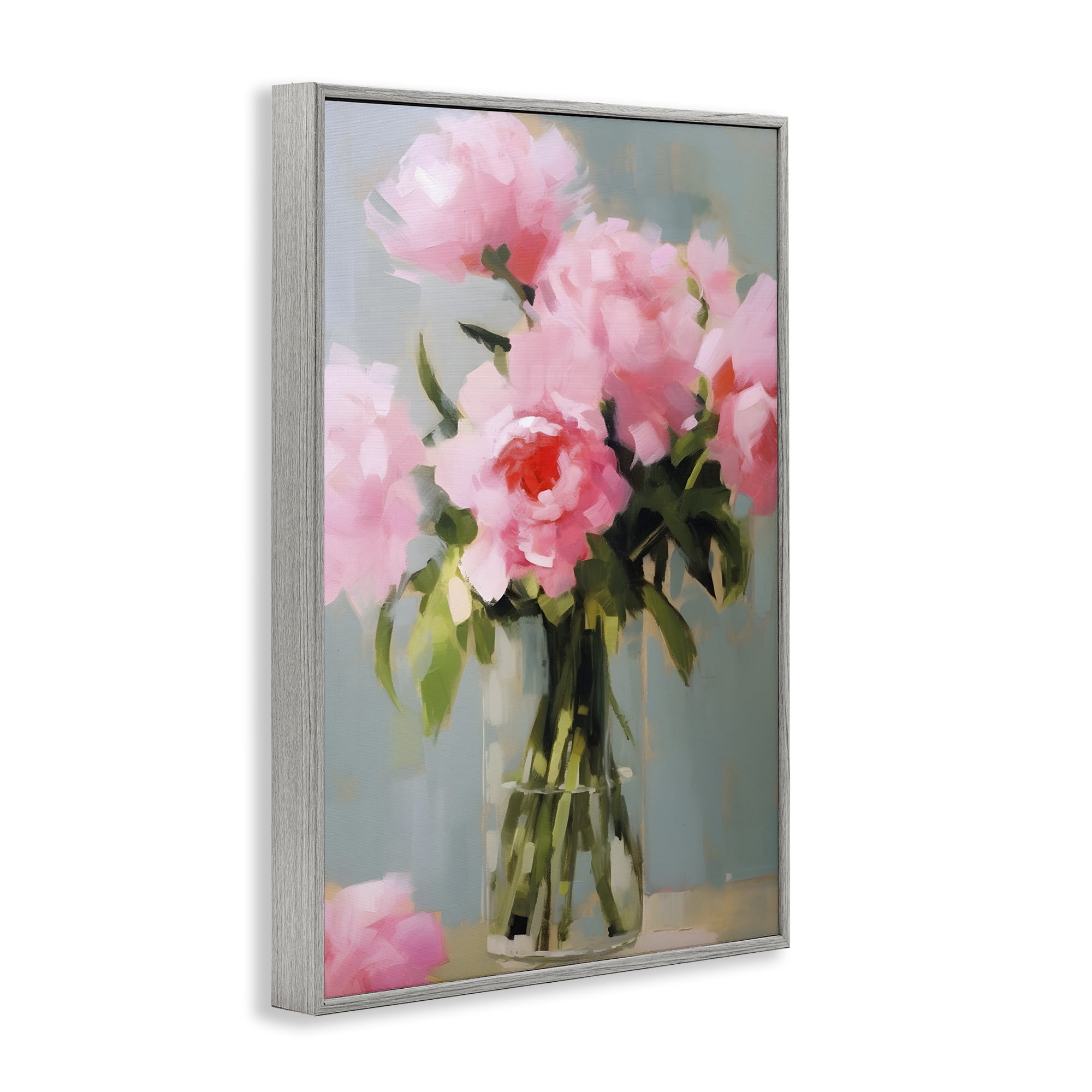 Stupell Industries Confetti Roses Bouquet Botanical & Floral Painting Gray Framed Art Print Wall Art, 12 x 18