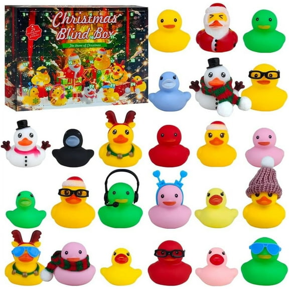 Christmas Advent Calendar 2024-24 Rubber Ducks Advent Calendar for Toddler Boys Girls Gift, 24 Days Christmas Countdown Calendar Ducks Blind Box Creative Christmas Party Favors