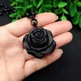 thumbnail image 6 of EOEMY Crystal Natural Black Obsidian Rose Necklace Flower Pendant Bead Chain For Women, 6 of 7