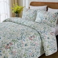 thumbnail image 4 of 100% Cotton Quilt Set Bedspreads Lightweight Coverlet Sets Garden Style Floral Bedding Set with Pillowcases for All Season, Exquisite, Ultra Soft, 4 of 6