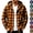 Orange, variant on Men's Buffalo Plaid Hooded Shacket Long Sleeve Button Down Shirt Jacket Zip Up Midweight Flannel Overshirt with Pockets for Fall Winter Daily Wear, Gray, L