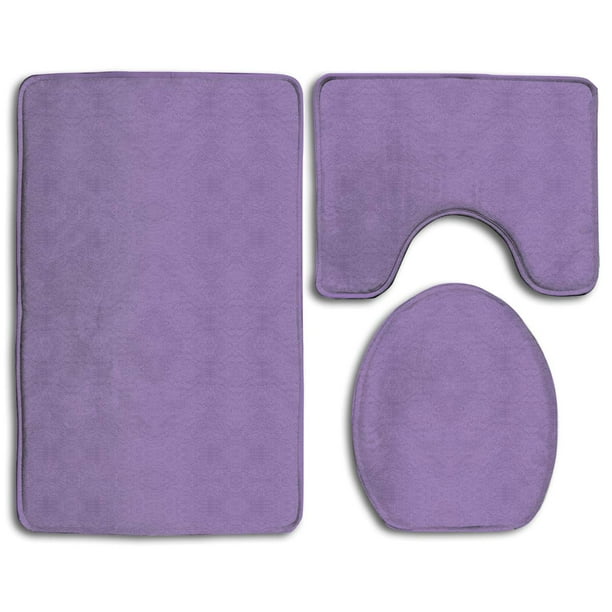 PUDMAD Lavender Purple Solid Color 3 Piece Bathroom Rugs Set Bath Rug