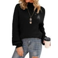 thumbnail image 3 of Xuanfei Women Solid Color High Neck Ribbed Edge Long Sleeve Pullover Sweater, 3 of 7