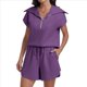 thumbnail image 4 of Conjuntos Cortos de Chándal de Verano con Media Cremallera para Mujer Uva Morada L, 4 of 9