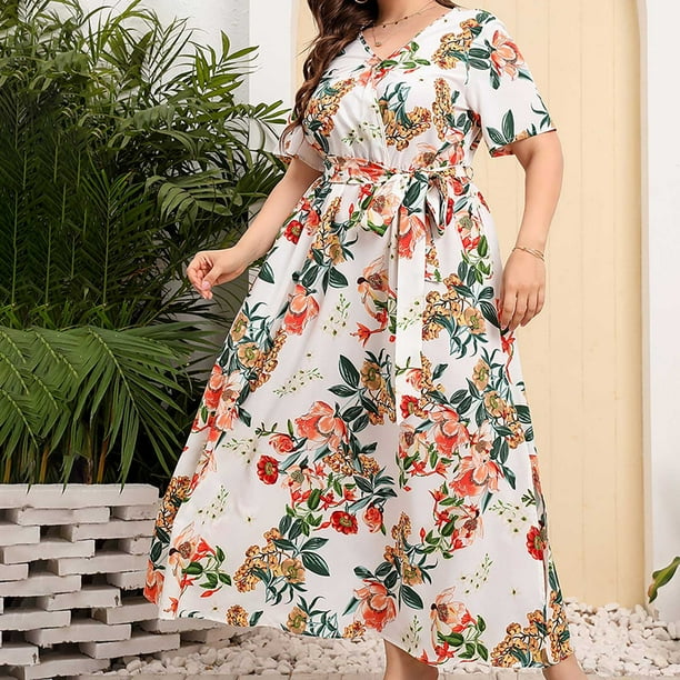 Vestido Midi XEUZOYZA Para Mujer, Talla Grande, Manga 3/4, Elegante
