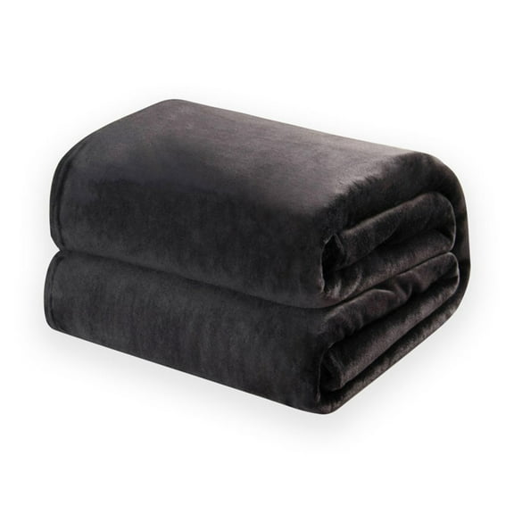 Tunhigl Cozy Solid Color Flannel Throw Blanket - Ultra-Soft Polyester Velvet Plush Blanket for Sofa, Bed, Living Room - Perfect Home Decor Gift for Women, Men, All Seasons Black