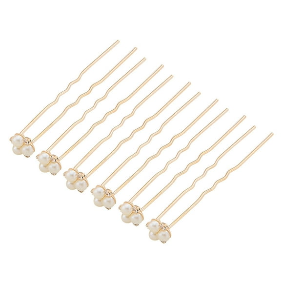 OUNONA 6pcs Hair Jewels for Girls U-shaped Hair Sticks Rose Gold Alloy Hair Decoration for Women