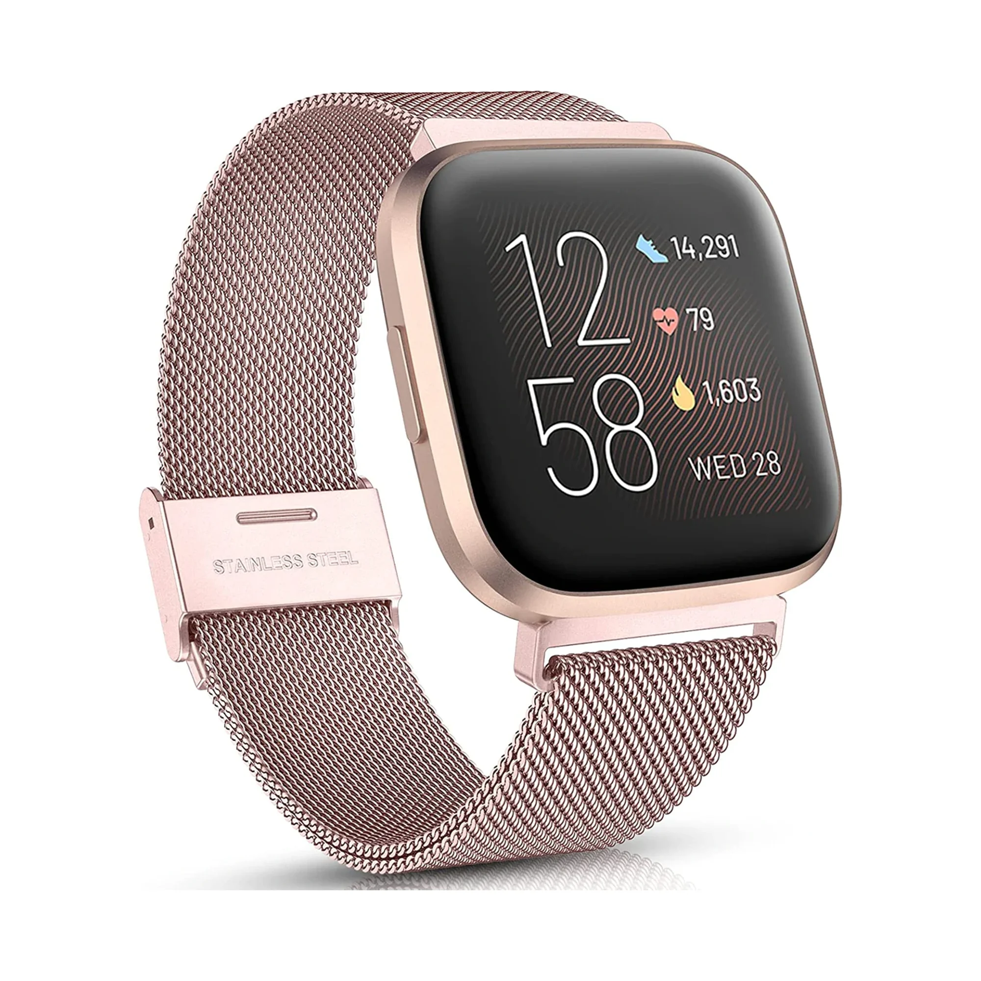 Metal Bands Compatible with Fitbit Versa Fitbit Versa 2 Band for Women Men Adjustable Stainless Steel Mesh Loop Bracelet Wristbands Walmart