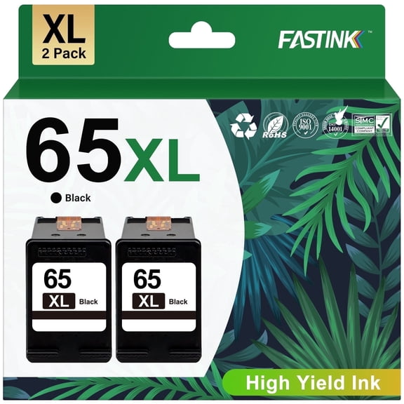 65XL Ink Compatible for  HP 65 Black Ink Cartridges for HP 65 Ink Cartridge ( 2 Pack)