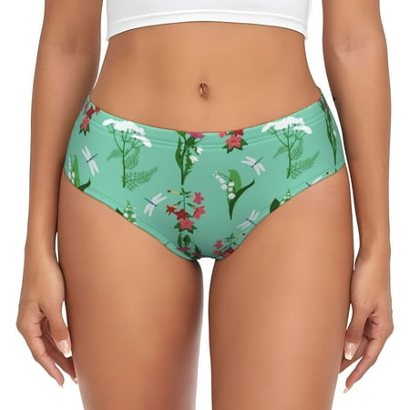 Womens Underwear - Saffron Greenery No Show Seamless Underwear for Women  Kawaii Soft Stretch Women s Panties  Hipster Ladies Panties Bikini Underwear Briefs