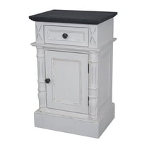 Ashbury One-Drawer/One-Door Lamp Table Antique White/Black