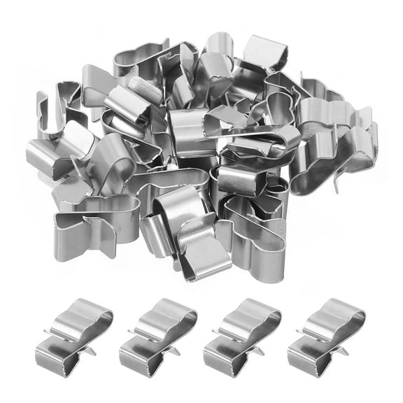 Uxcell 25Pcs Trailer Wiring Clips, 0.9" Length Solar Panel Wire Clips Stainless Steel Double Wire Trailer Wire Clips