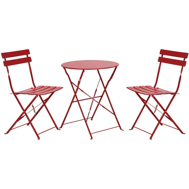 Grand Patio Premium Steel Bistro, Red Foldable Patio Chairs