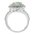 thumbnail image 2 of 14K White Gold Natural Green Amethyst Ring Cushion 8x8 mm with Diamond Accents, size 6.5, 2 of 4