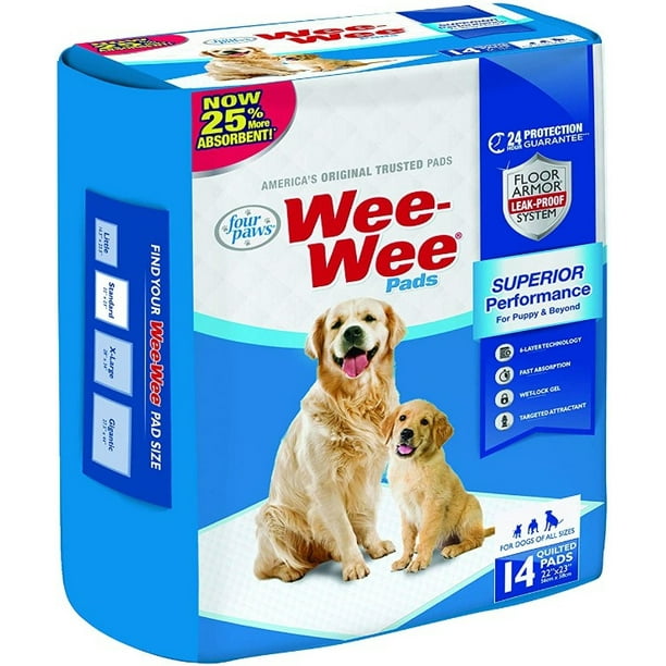 42 count (3 x 14 ct) Four Paws Original Wee Wee Pads Floor Armor Leak