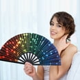 thumbnail image 4 of Large Holographic Folding Hand Fan, Folding Hand Wave Fan, Clap Fans For Line Dancing, Foldable Craft Holding Laser Colors Hand Fan, For Line Dancing,Party, Dance Enthusiasts Gift, 4 of 6