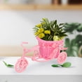 thumbnail image 3 of Artificial Flower Basket Bike Shaped Flower Stand Desktop Storage Basket Pink, 3 of 8