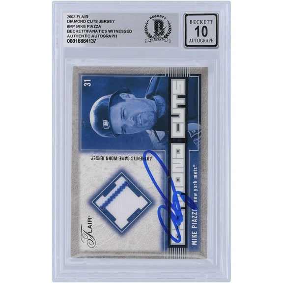 Mike Piazza New York Mets Autographed 2003 Fleer Flair Diamond Cuts Relic #DC-MP Beckett Fanatics Witnessed Authenticated 10 Card - Fanatics Authentic Certified