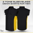 thumbnail image 2 of BIKER WEAR USA Men's Shirt Vertical Reflective Safety Lining Sleeveless Shirt with Pockets & Cut-Off Sleeves Black/Gold, 2 of 7