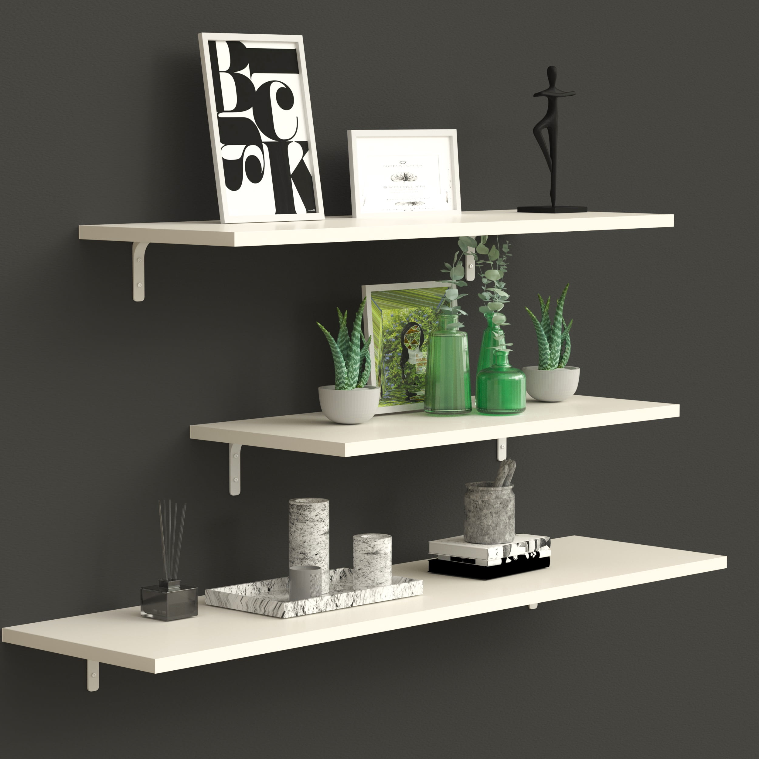 Shelf Kit White 24 in. D x 8 in. L x 0.6 in. H