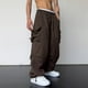 thumbnail image 5 of Pantalones largos para hombre, lisos, informales, con cordón, cintura elástica y bolsillo, pantalones deportivos cargo de poliéster., 5 of 9