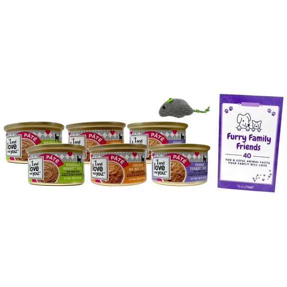 Grain Free Cat Food 3 Flavor 6 Can Sampler, (2) Each: Chicken Me Out, Purrky Turkey, Whascally Wabbit (3 Ounces)   MerlinsMart Zine & Catnip Toy | I and Love and You