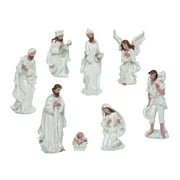 Set of 8 White Christmas Pearlized Nativity Set 8"