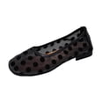 thumbnail image 2 of Samdudou Womens Flats Closed Toe Slip On Ballet Shoes Sheer Mesh Upper Velvet Polka Dot Pattern Breathable Casual Dressy Loafers Summer Office Vacation Party Footwear, 2 of 9