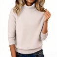 thumbnail image 7 of ManxiVoo Cozy Mid Neck Heavy Knit Sweater for Women Thick Winter Pullover Long Sleeve Casual Loose Fit Top L Size Beige, 7 of 7