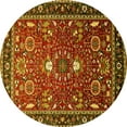 thumbnail image 1 of Ahgly Company Machine Washable Indoor Round Oriental Yellow Industrial Area Rugs, 6' Round, 1 of 4