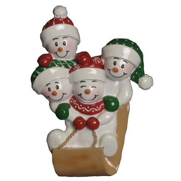 Sled Family of 4 Personalized Christmas Ornament DO-IT-YOURSELF