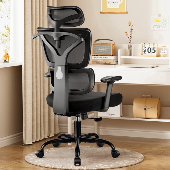 FelixKing Breathable Mesh Desk Chair, Adjustable Big&Tall Office Chair, Comfortable Ergonomic Work Chair, with Lumbar Support and Adjustable Armrests, 300 LBS Weight Capacity, Black