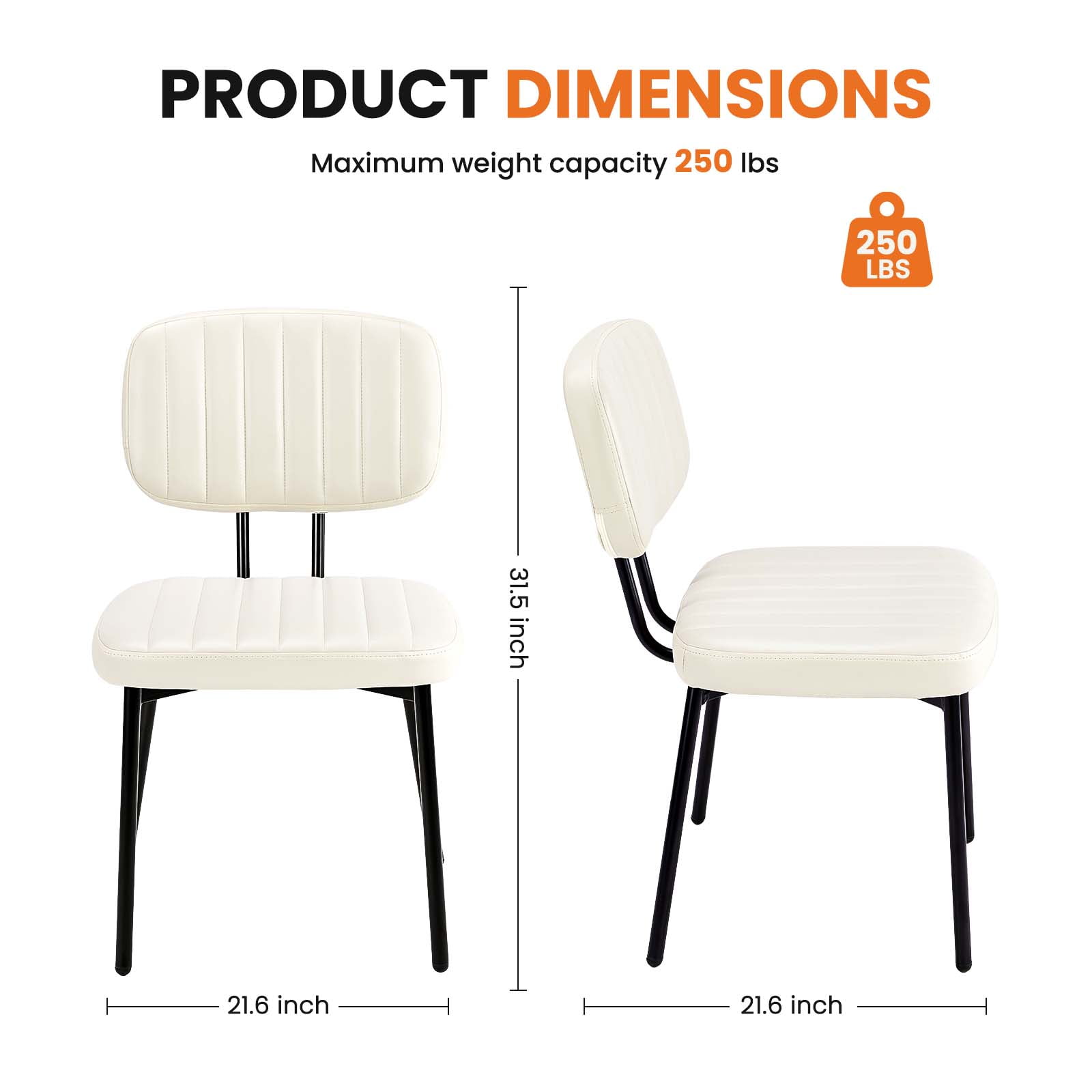 CONCETTA Mid-century Modern Dining Chairs, Kitchen Chairs Set of 4, White
