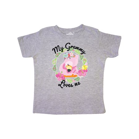 

Inktastic Baby Flamingo My Grammy Loves Me with Flower Wreath Gift Toddler Boy or Toddler Girl T-Shirt