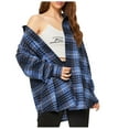 thumbnail image 2 of HAOTAGS Women's Long Sleeve Shirts Button Down Plaid Shirt Blouse Tops Blue Size XL, 2 of 8