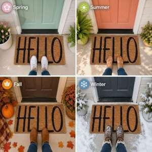 Abbott Doormat Durable Natural Coco Coir Doormat, Weather Resitant Mat Outdoor & Indoor Entrance, Home Decor Large Doormat, 18x30", Hello Doormat