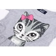 thumbnail image 3 of LittleSpring Little Girls Dress Short Sleeve Summer Dress Casual A-Line Crew Neck Cute Cat Prints Gray Size 6, 3 of 7